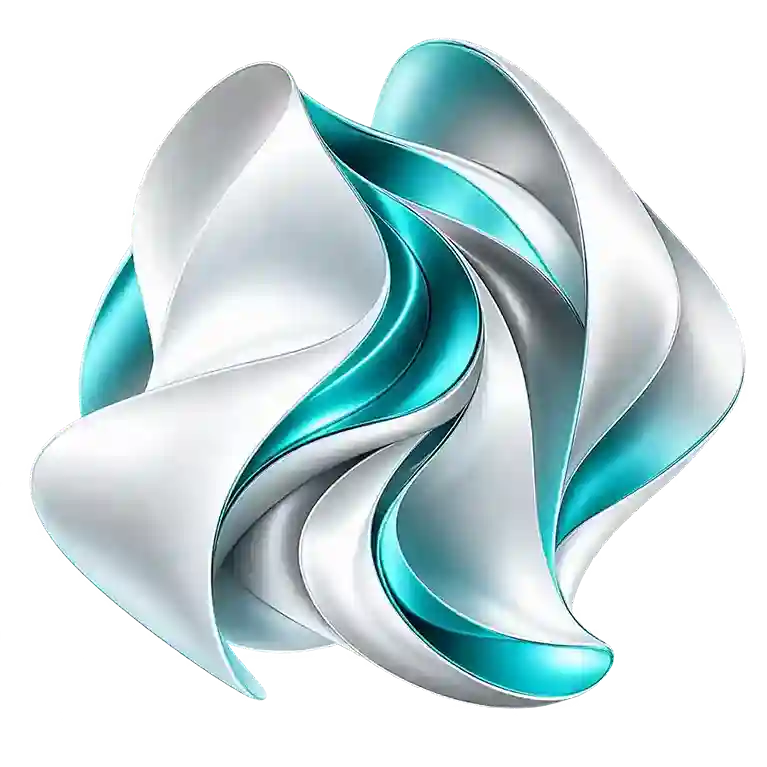 Abstract silver and turquoise sculpture representing engineering innovation