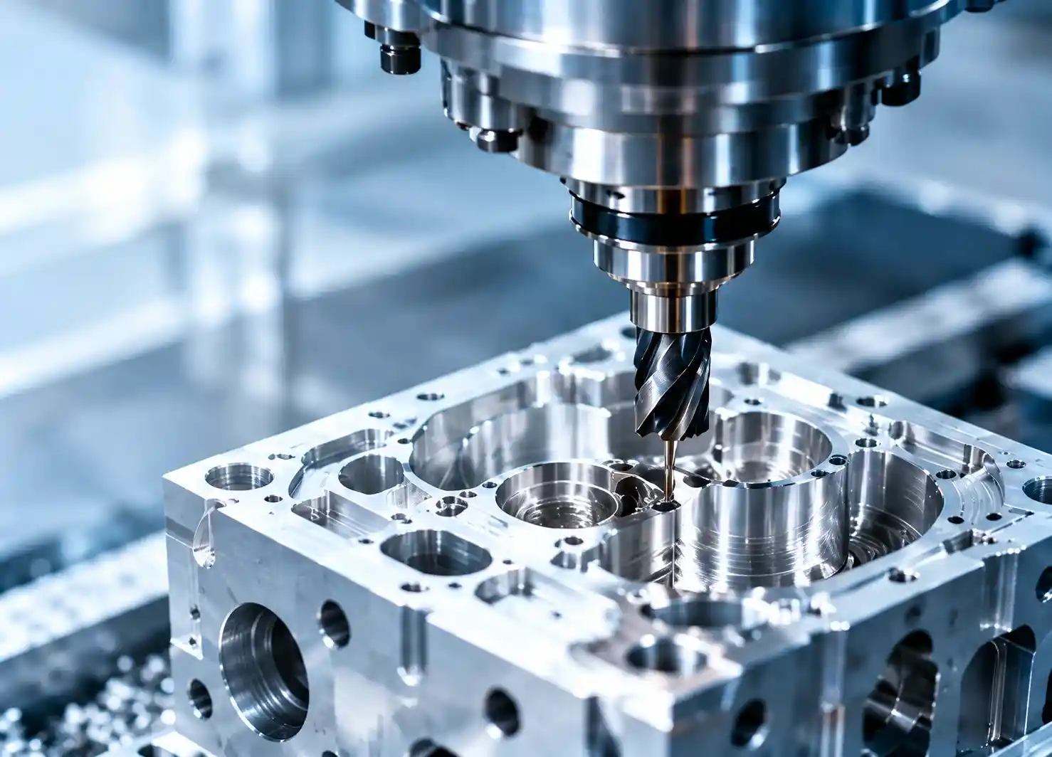 Precision CNC machining of a metal component